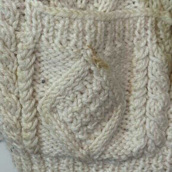 Magee HandKnits Made in Ireland Pure New Wool Cream Irish Knit Cardigan Sweater - Picture 8 of 10